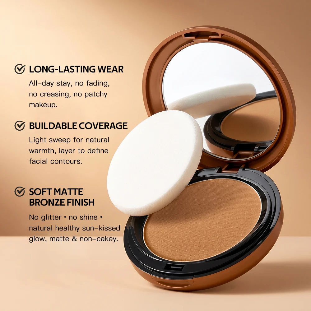Daily Makeup Bronze Compact Powder for Flawless Matte Finish Coverage - 3