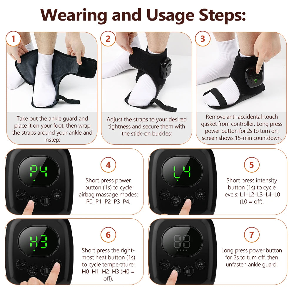 Relaxing at Home Air Compression Ankle Massager with Heat Therapy