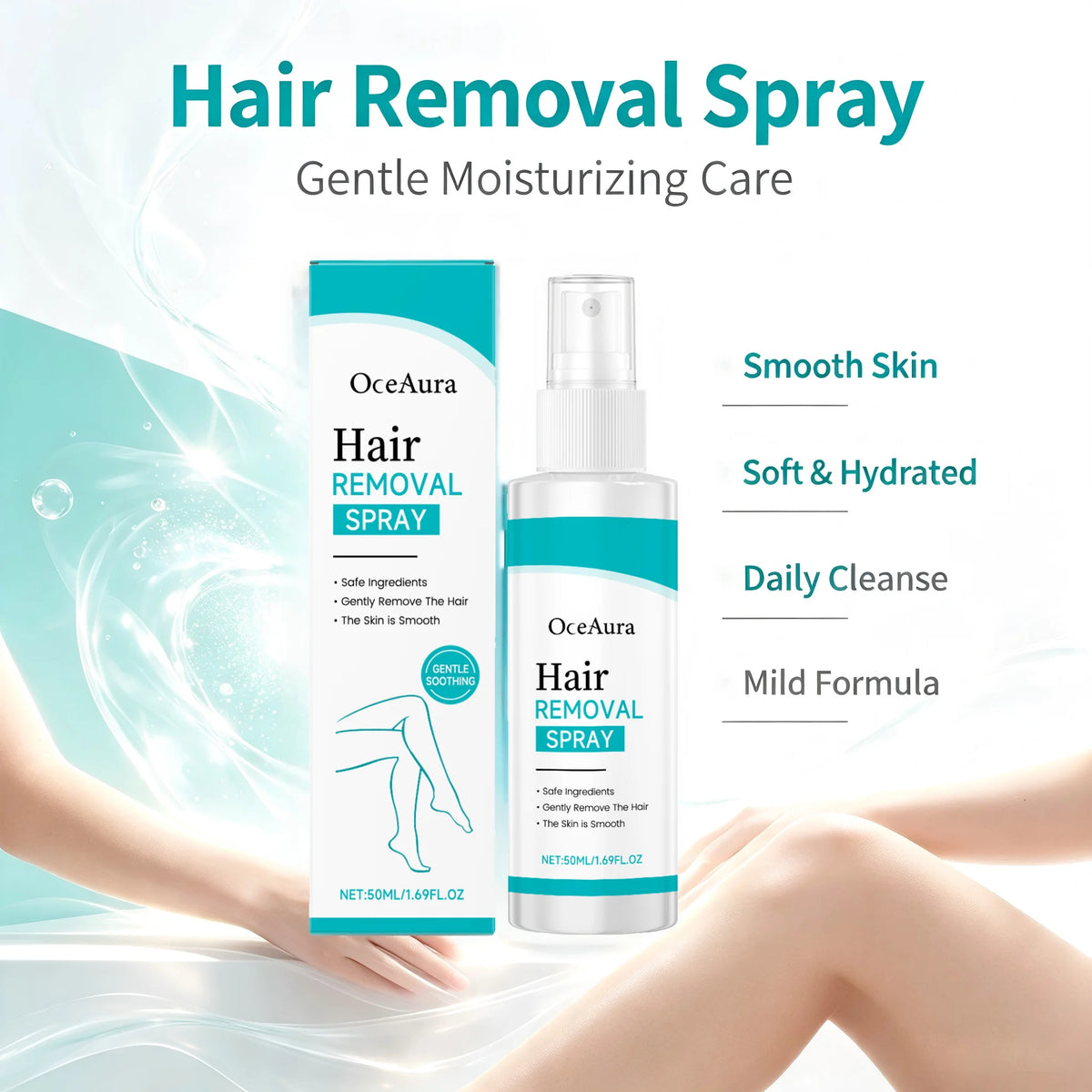 Smooth skin body hair removal spray for arms and legs