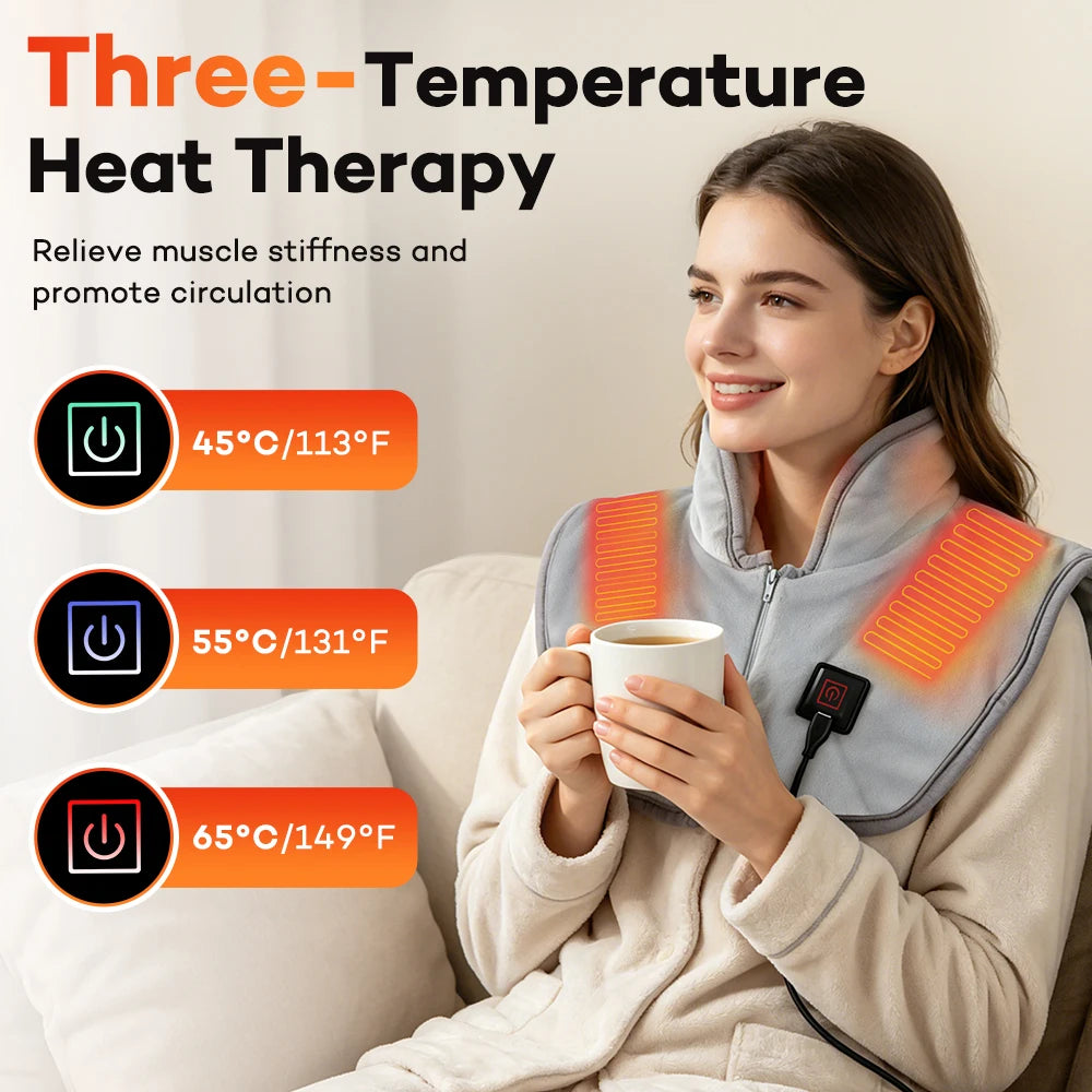 Winter Electric Heating Shoulder Neck Pad USB Heated Back Wrap Shawl