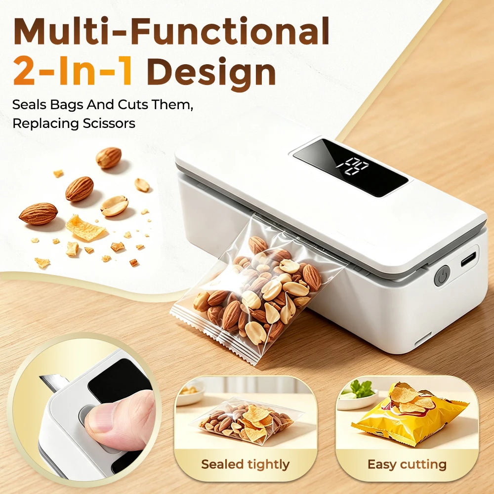 Kitchen Snack Sealer Portable Food Sealer with Cutter and Heat Levels - 2