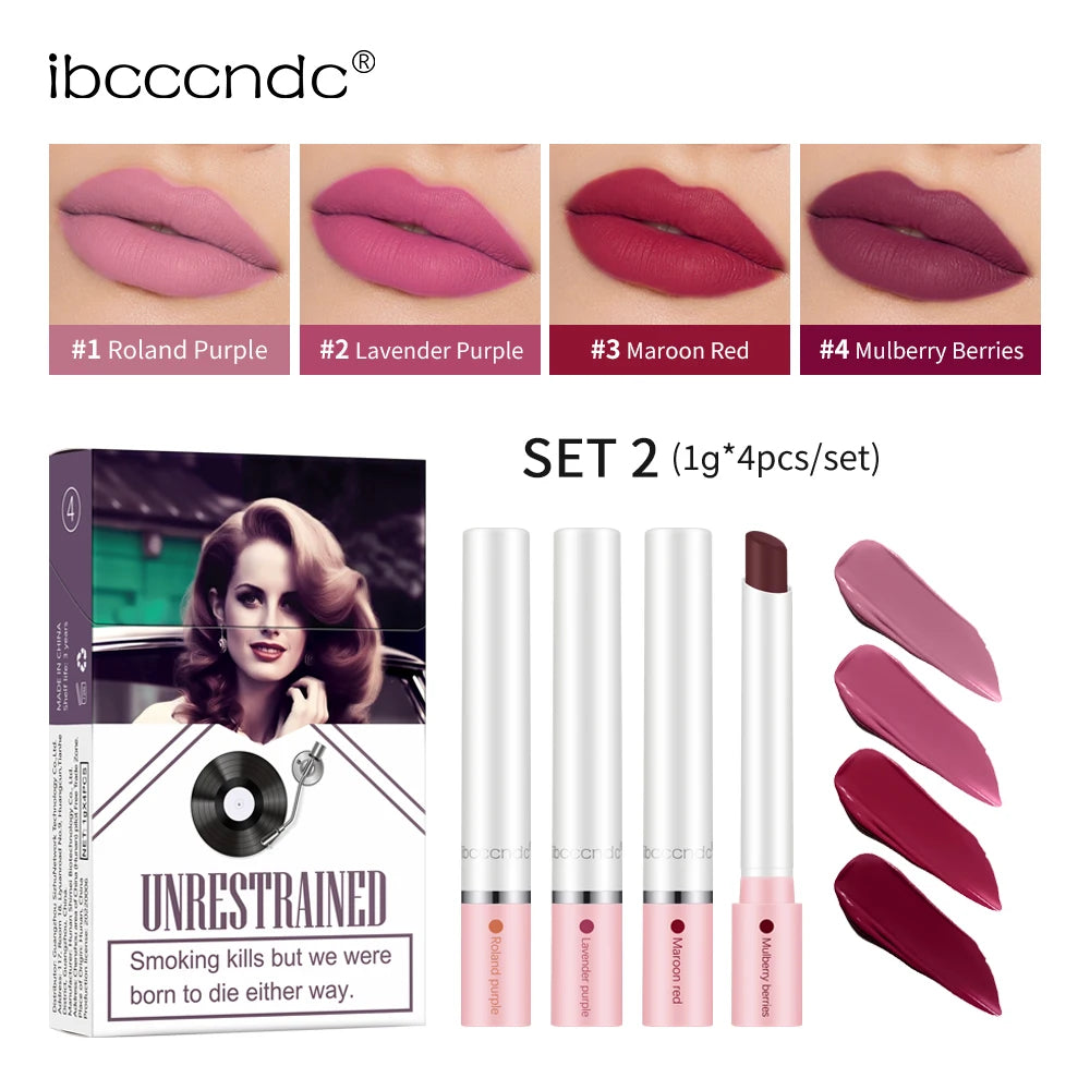 Daily makeup matte lipstick set for long lasting velvet lip tint color