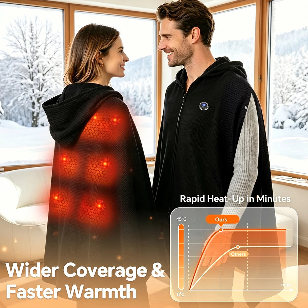 Home Office Wearable Graphene Heated Shawl with Adjustable Warmth Settings