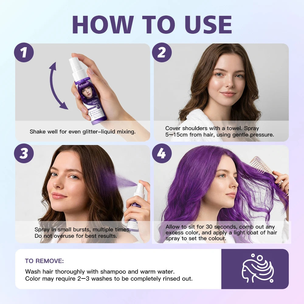 Party hair color spray for temporary vibrant styling and fun looks