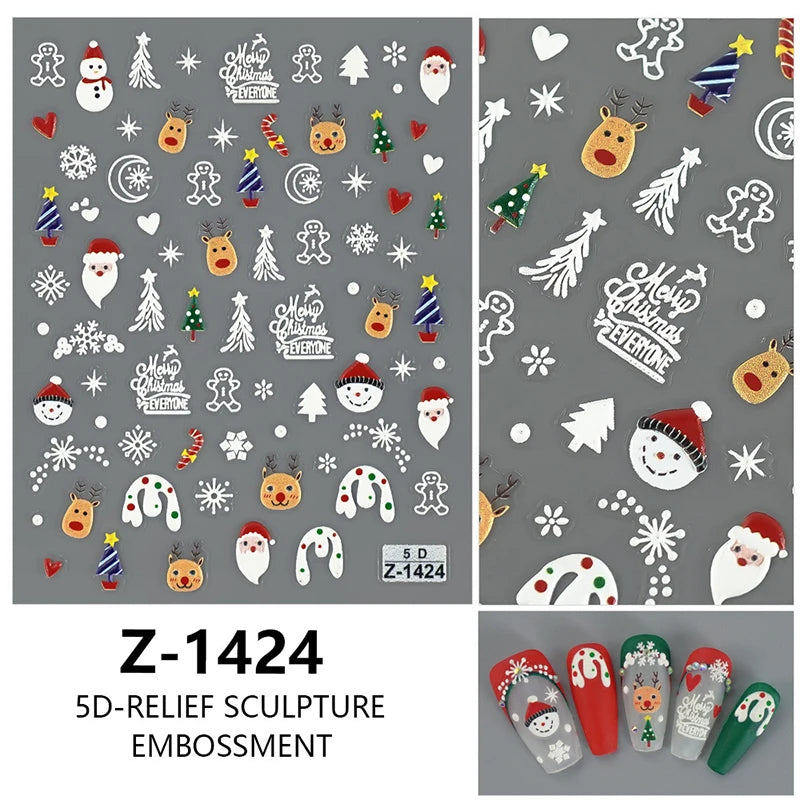 Christmas party nail art decor winter sticker for holiday manicure styling
