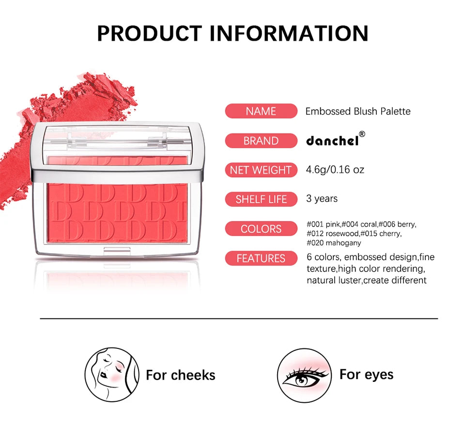 Daily Face Makeup Embossed Blush Palette with Natural Matte Finish