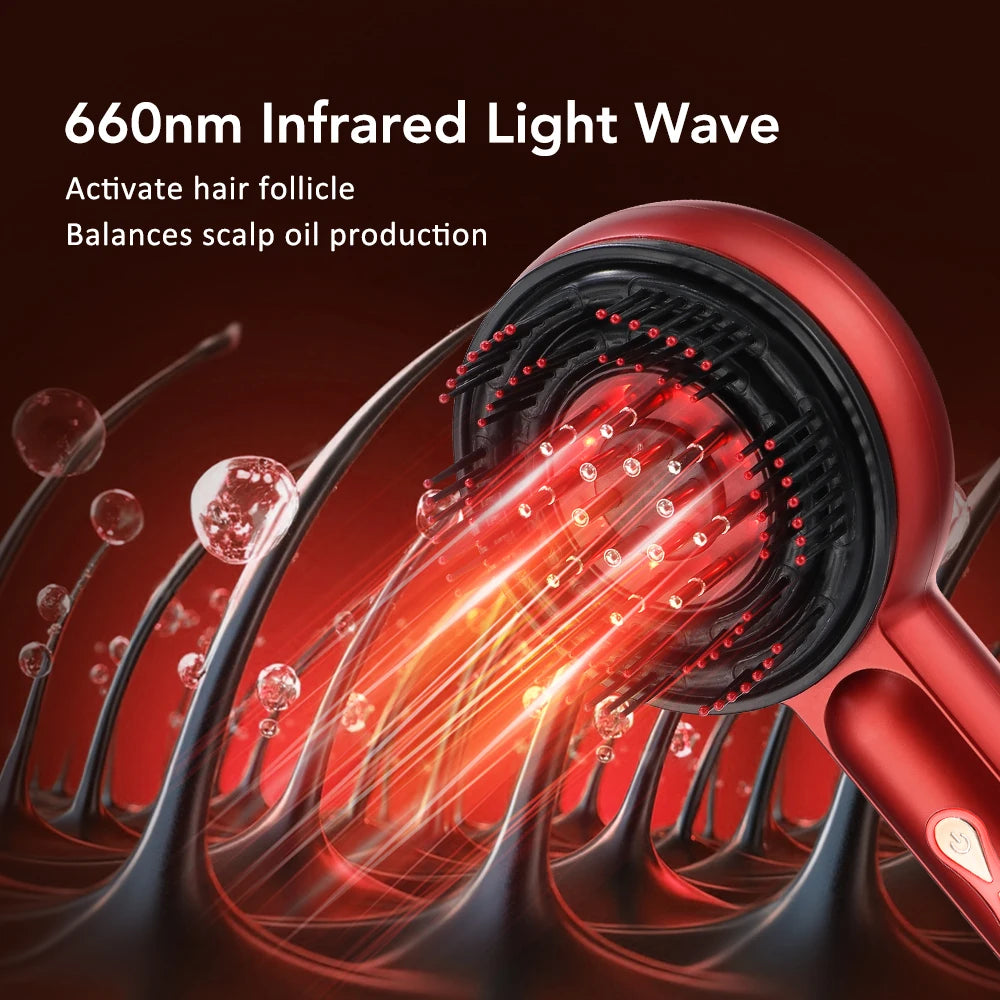 Scalp Care Electric Massage Comb with Red Light and Oil Applicator - 20