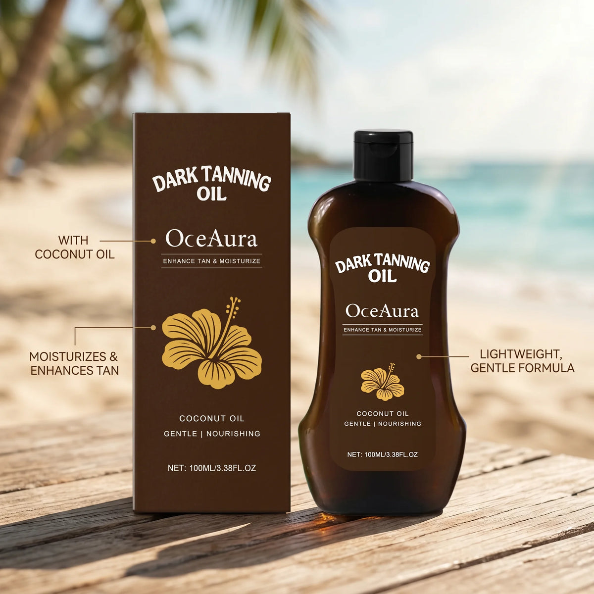 Beach Outdoor Coconut Oil Dark Tanning Oil for Deep Golden Glow