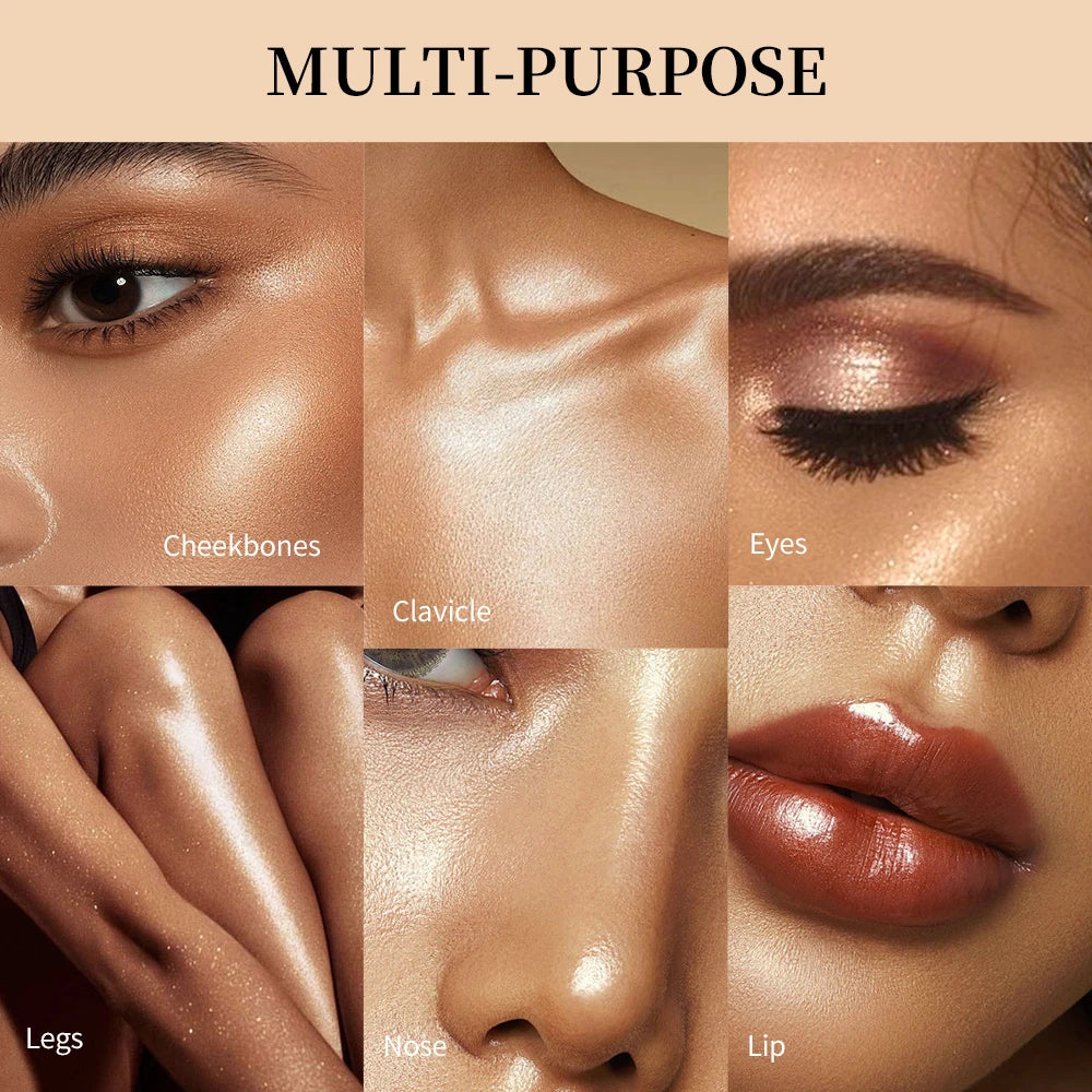 Daily makeup face highlighter powder for a natural radiant glow