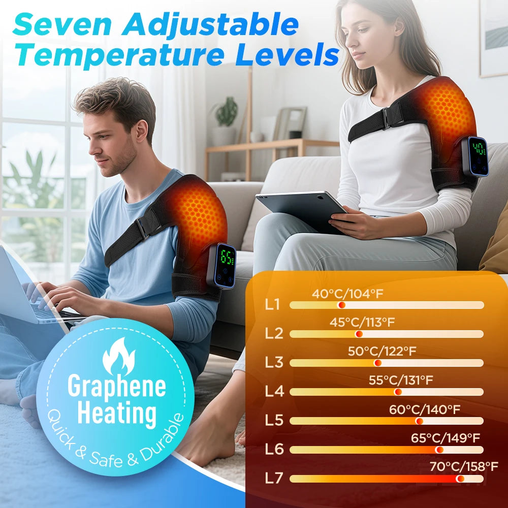 At home cordless shoulder heating massager with app control and vibration - 3
