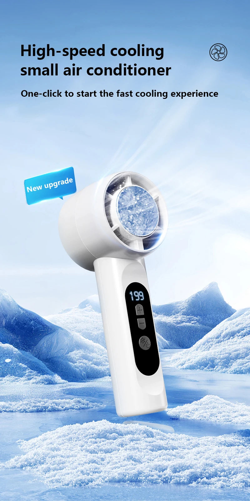 Traveling Outdoor Stay Cool Mini Handheld Ice Cooler Turbo Fan Portable - 7