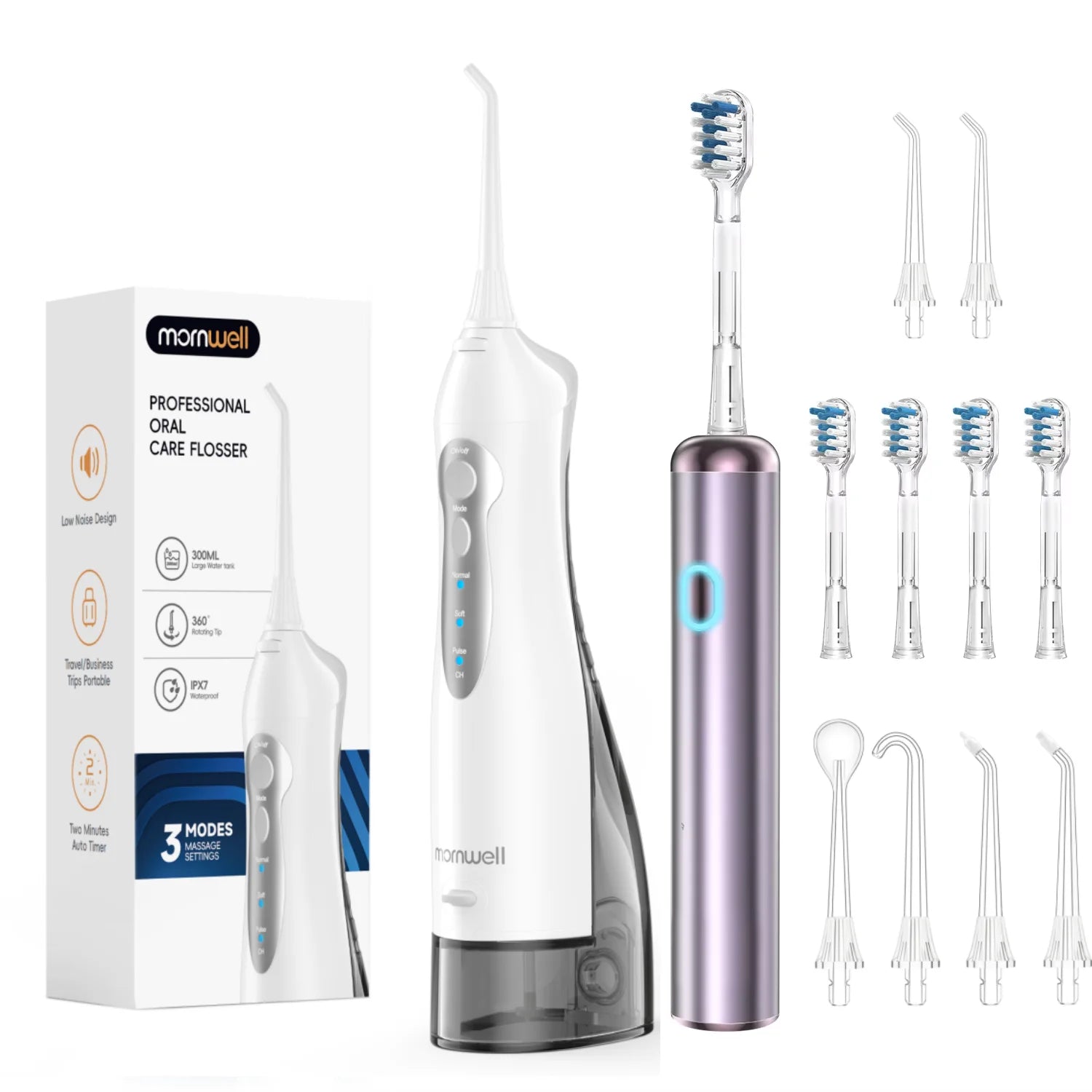 Bathroom Oral Care Portable Water Flosser and Electric Toothbrush Combo - 1