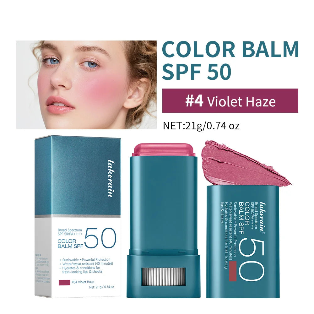 Outdoor Makeup SPF 50 Blush Balm Stick for Sun Protection and Color