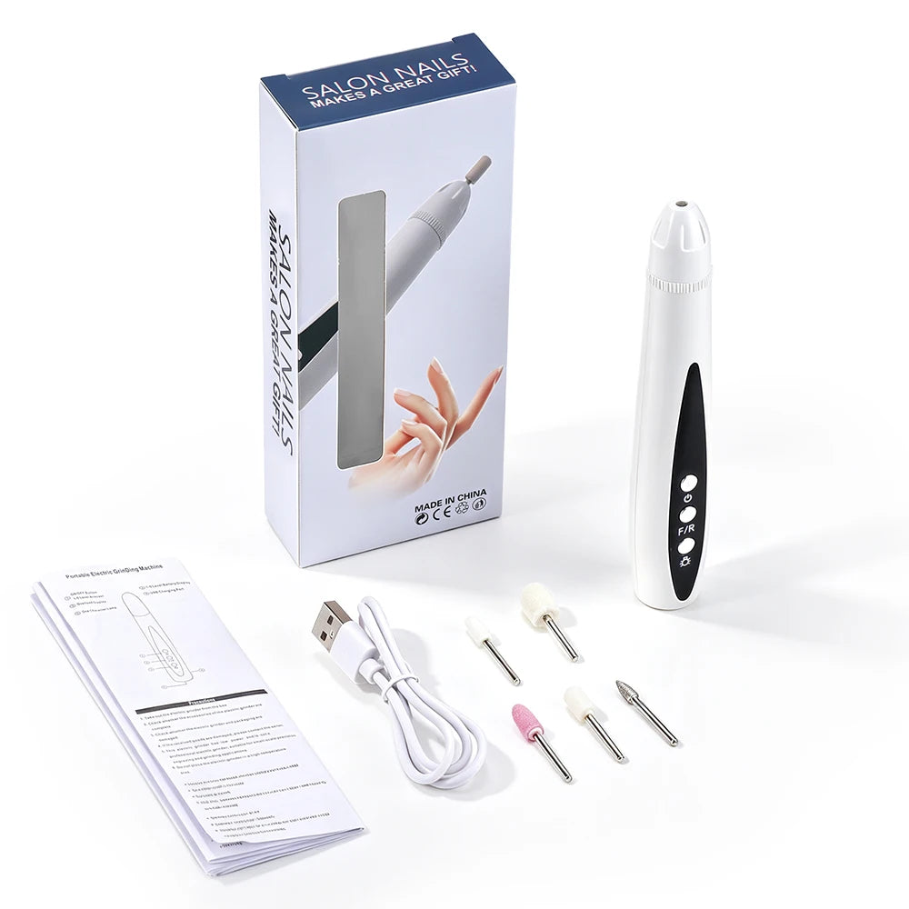 Home salon electric nail drill and UV lamp for gel nails manicure care