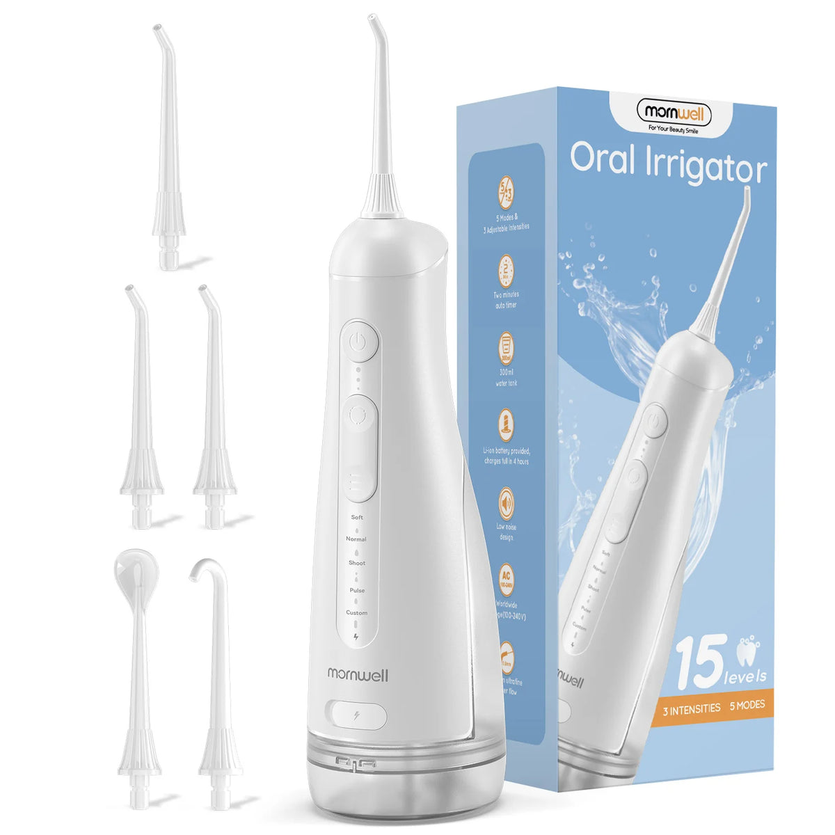 Bathroom Oral Irrigator Portable Water Flosser with Five Jet Nozzles