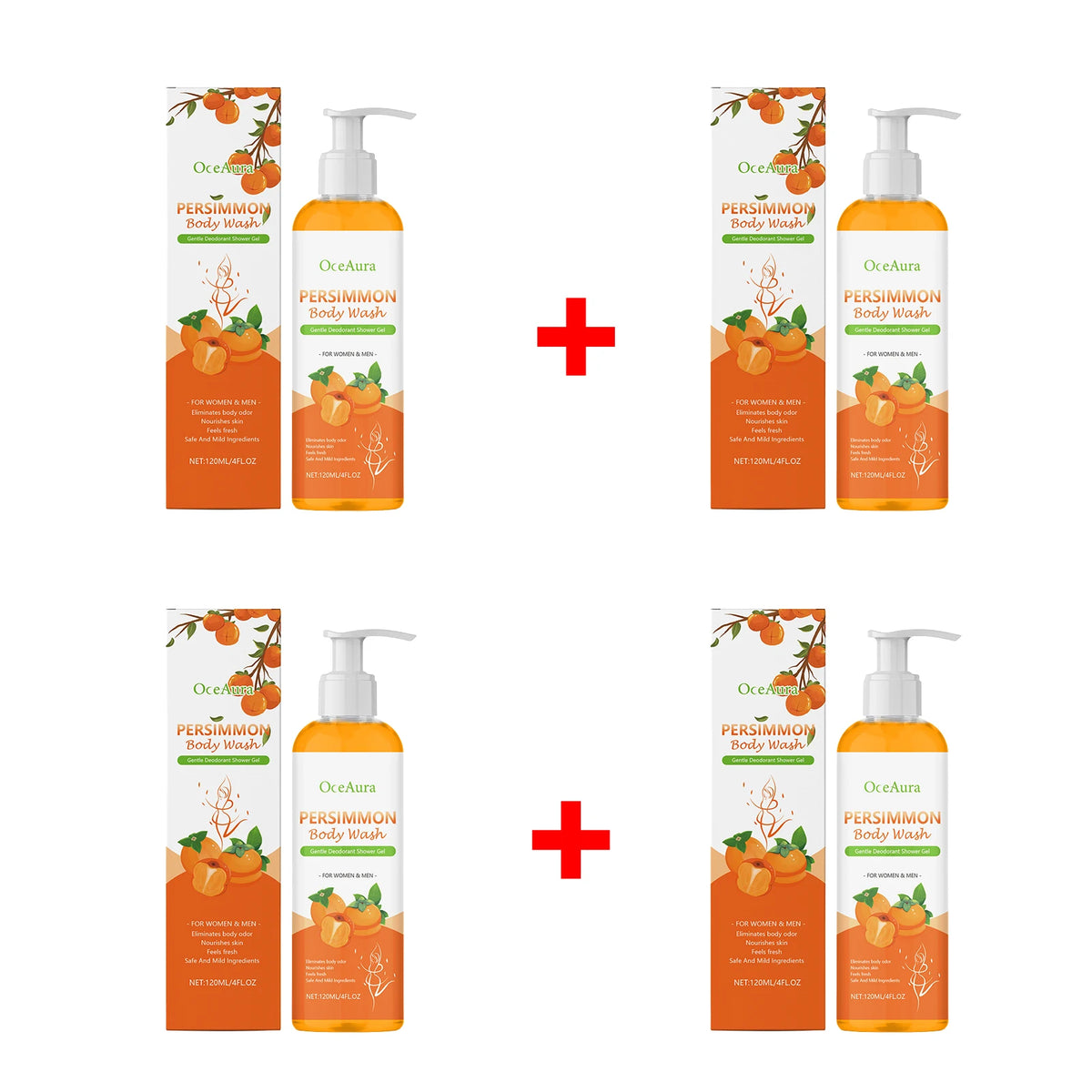 Bathroom Shower Persimmon Body Wash Exfoliating Oil Control Skin Odor Remover