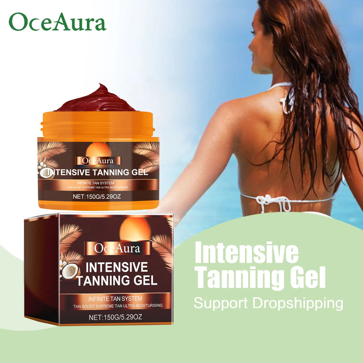 Beach Day Tanning Gel for Fast Dark Skin Melanin Booster and Hydration