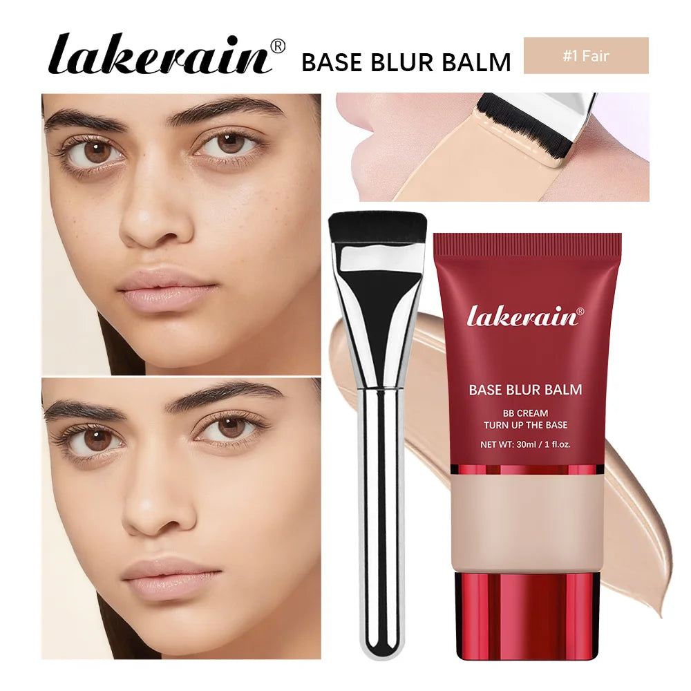 Daily Makeup Blur Base Balm and Dual Brush Set for Smooth Finish
