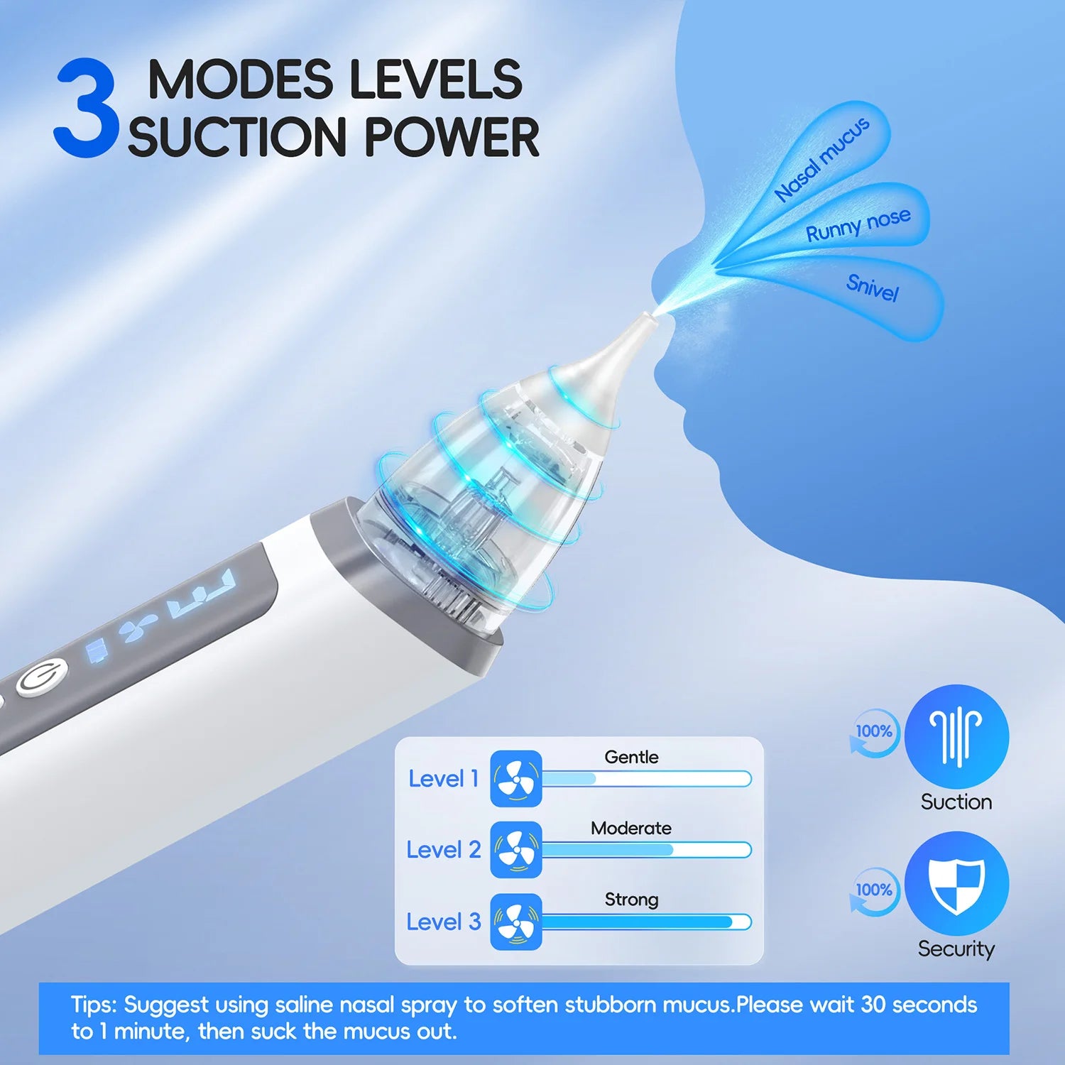 Nursery Nasal Aspirator for Babies with Gentle Suction Levels and Music - 3