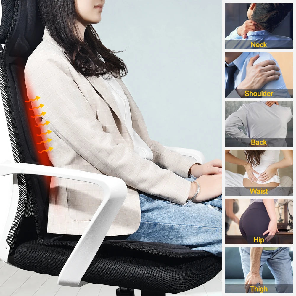 Home and Car Electric Back Massager Chair Cushion with Heat and Vibration - 20