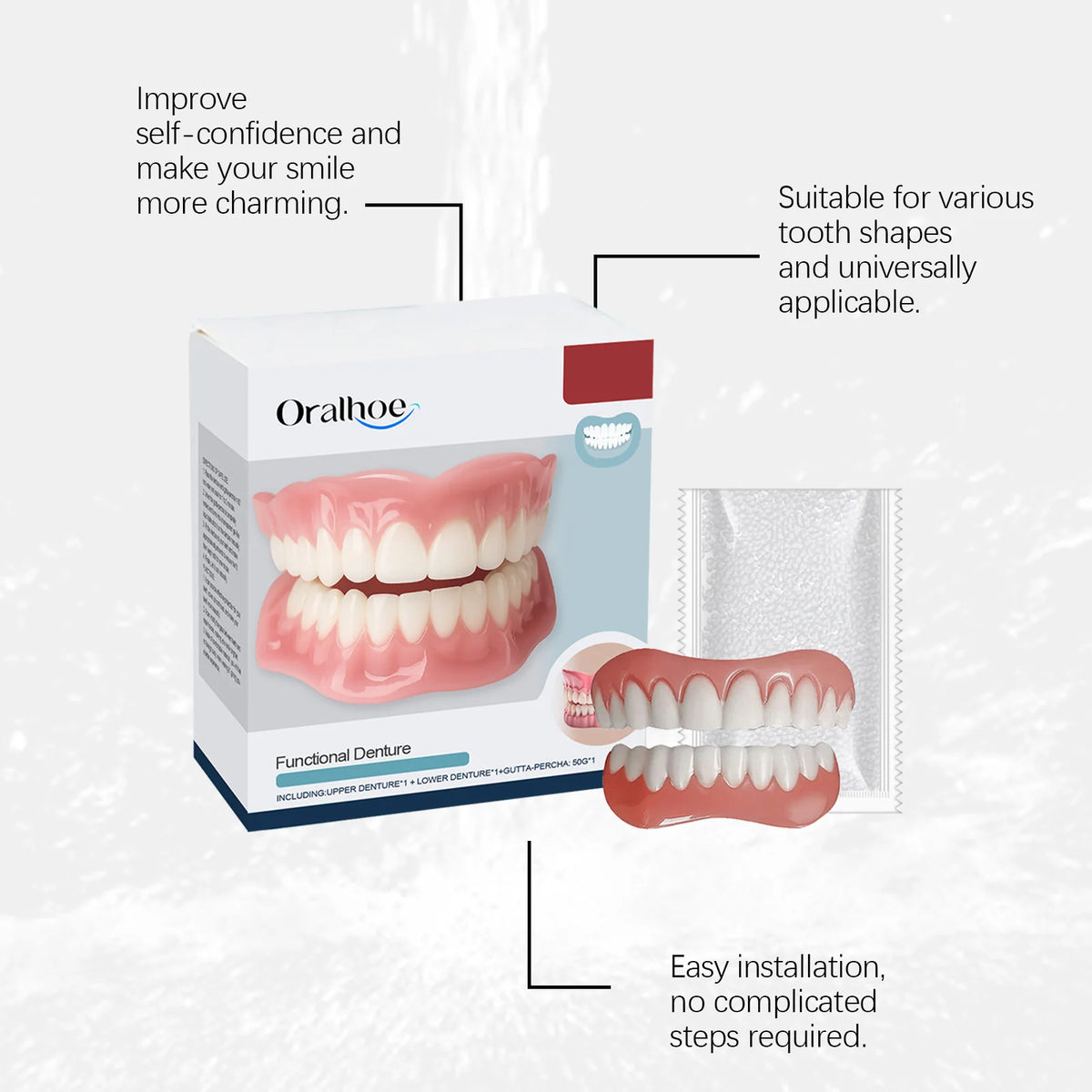 Daily Smile Soft Silicone Denture Kit For Natural Missing Teeth Repair