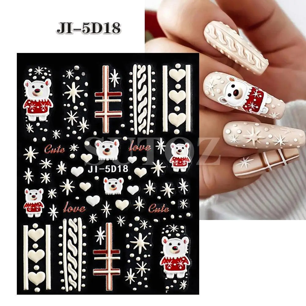Christmas party nail art decor winter sticker for holiday manicure styling - 47