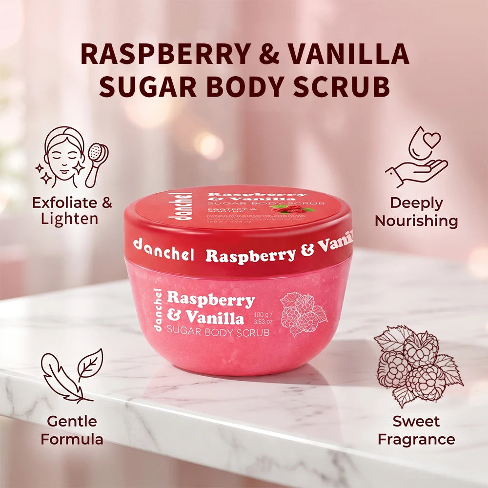 Shower Routine Raspberry Vanilla Sugar Body Scrub for Smooth Skin Care - 3