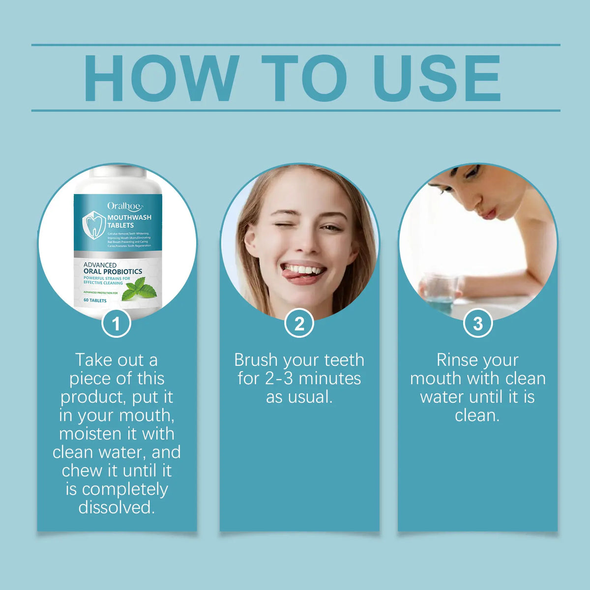Daily Dental Care Mouthwash Tablets for Fresh Breath and Bright Smile