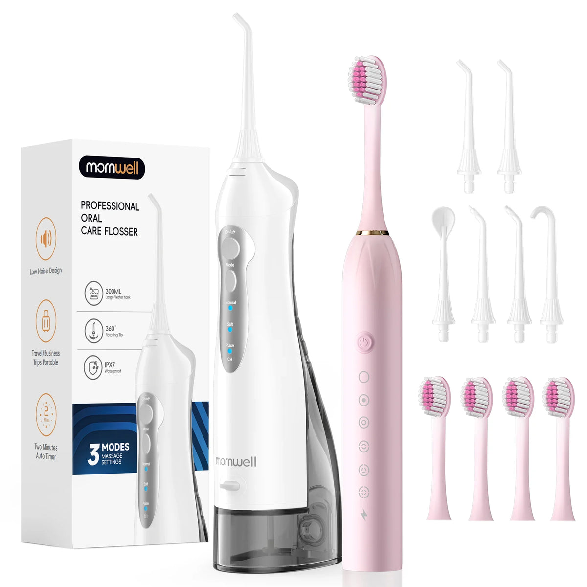 Bathroom oral care water flosser and electric toothbrush combo set