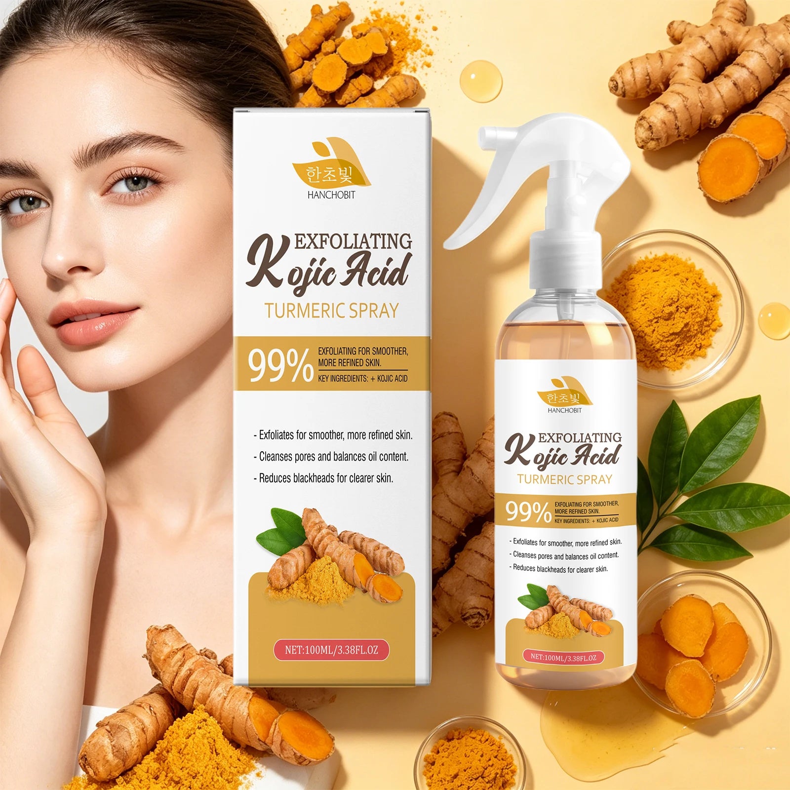 Daily Skin Care Kojic Acid Turmeric Exfoliating Spray for Smooth Skin - 6