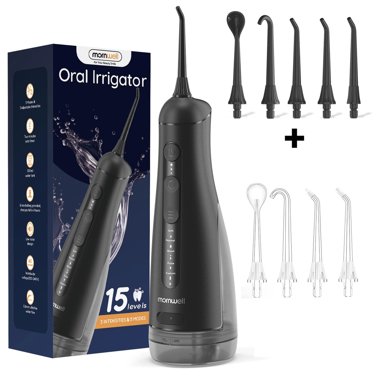 Bathroom Oral Irrigator Portable Water Flosser with Five Jet Nozzles