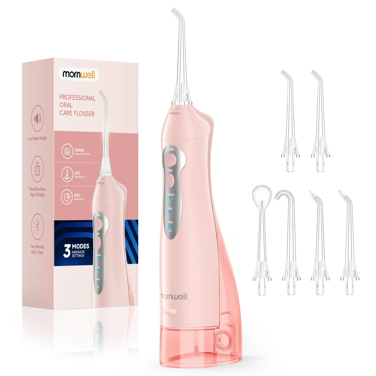 Bathroom Oral Care Water Flosser with Rechargeable Battery and 300ML Tank
