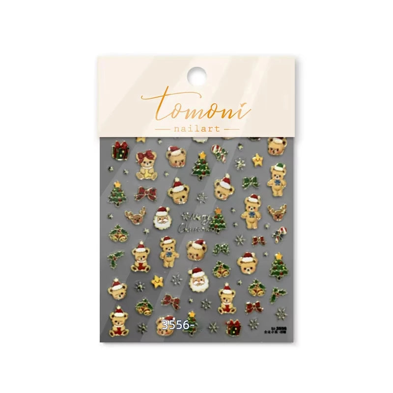 Christmas party nail art decor winter sticker for holiday manicure styling