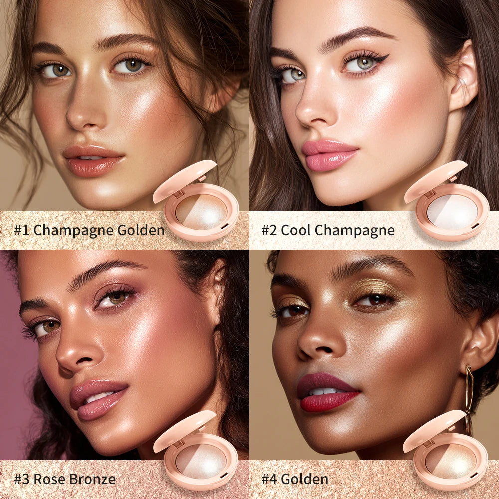 Daily Makeup Highlighter Powder for Natural Luminous Glow and Brightening - 4