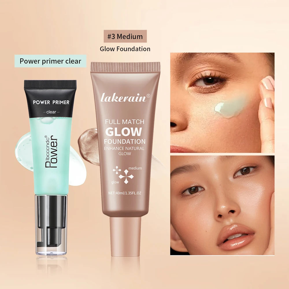 Daily Makeup Routine Primer Gel And Glow Foundation Kit For Radiance