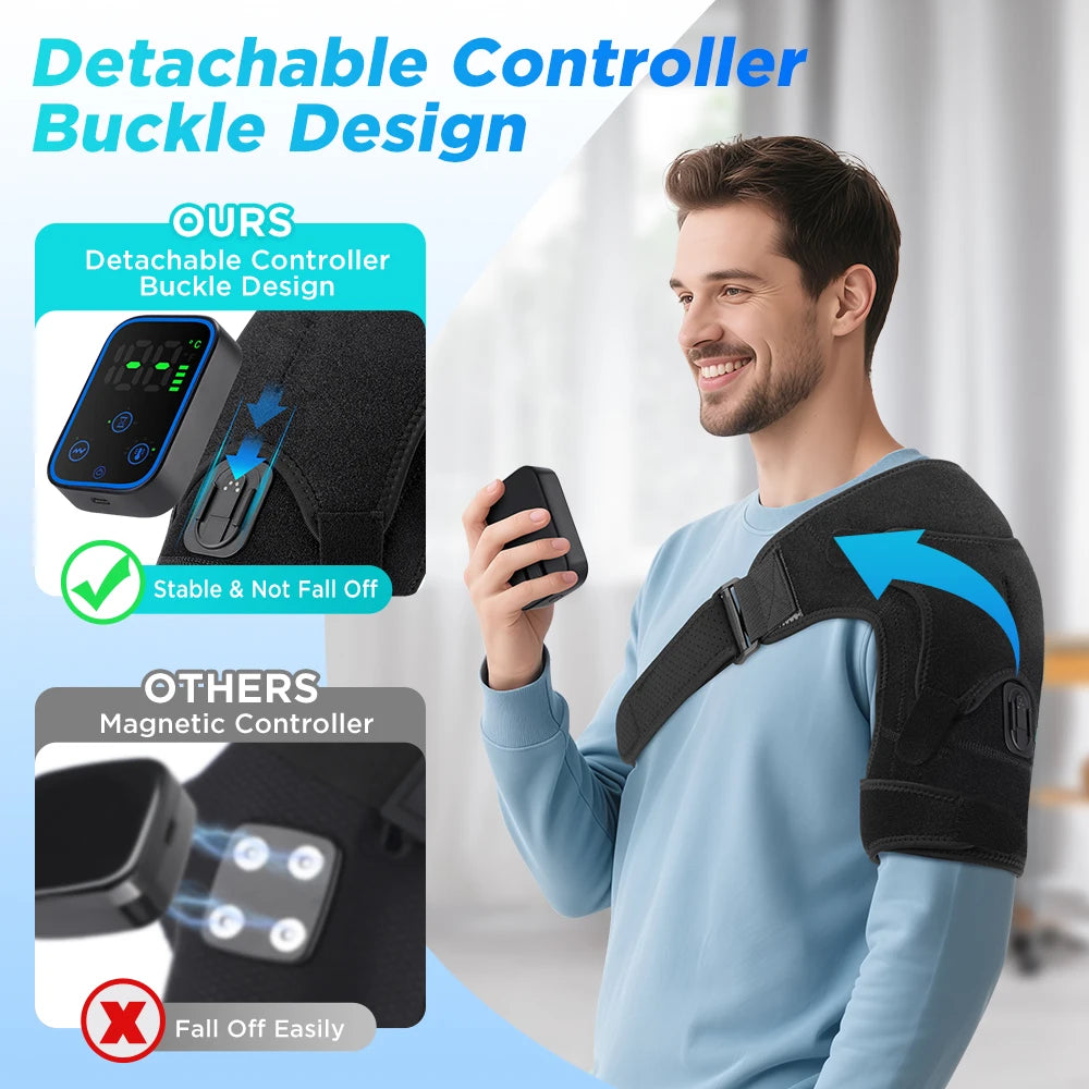 At home cordless shoulder heating massager with app control and vibration