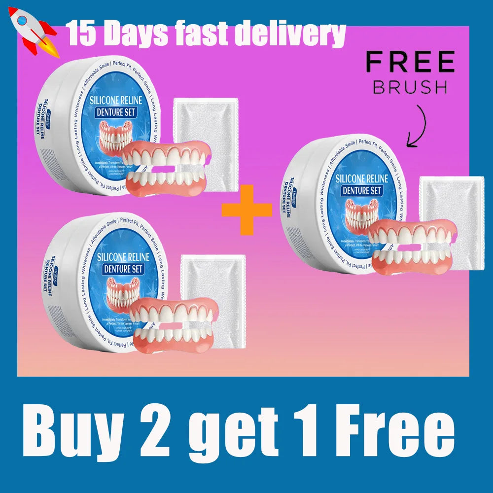 Daily Smile Silicone Dentures for Missing Teeth Full Set