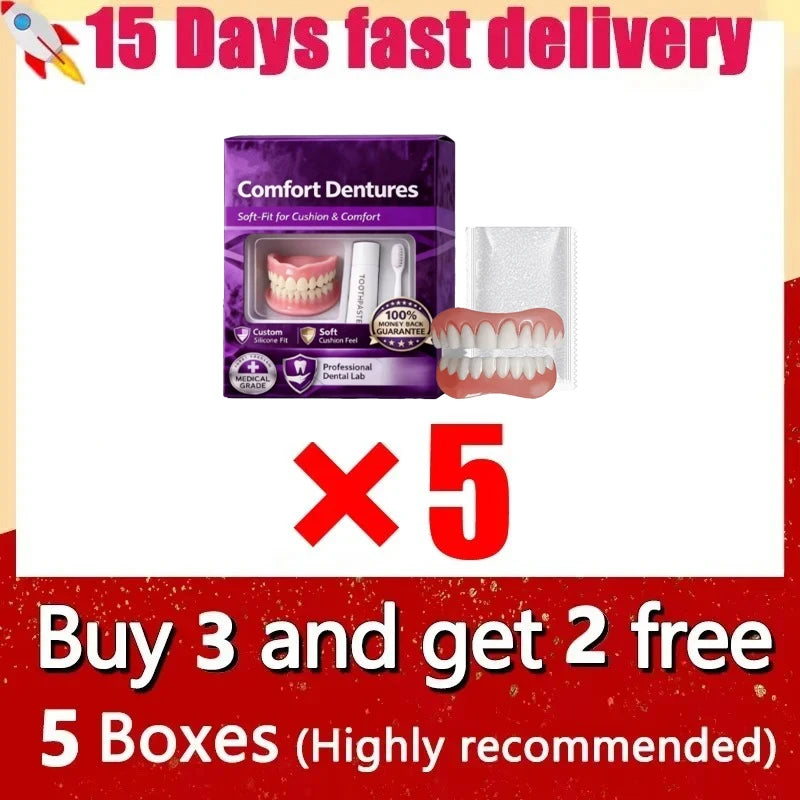 Daily Smile Adult Silicone Dentures Full Set for Instant Comfort - 8
