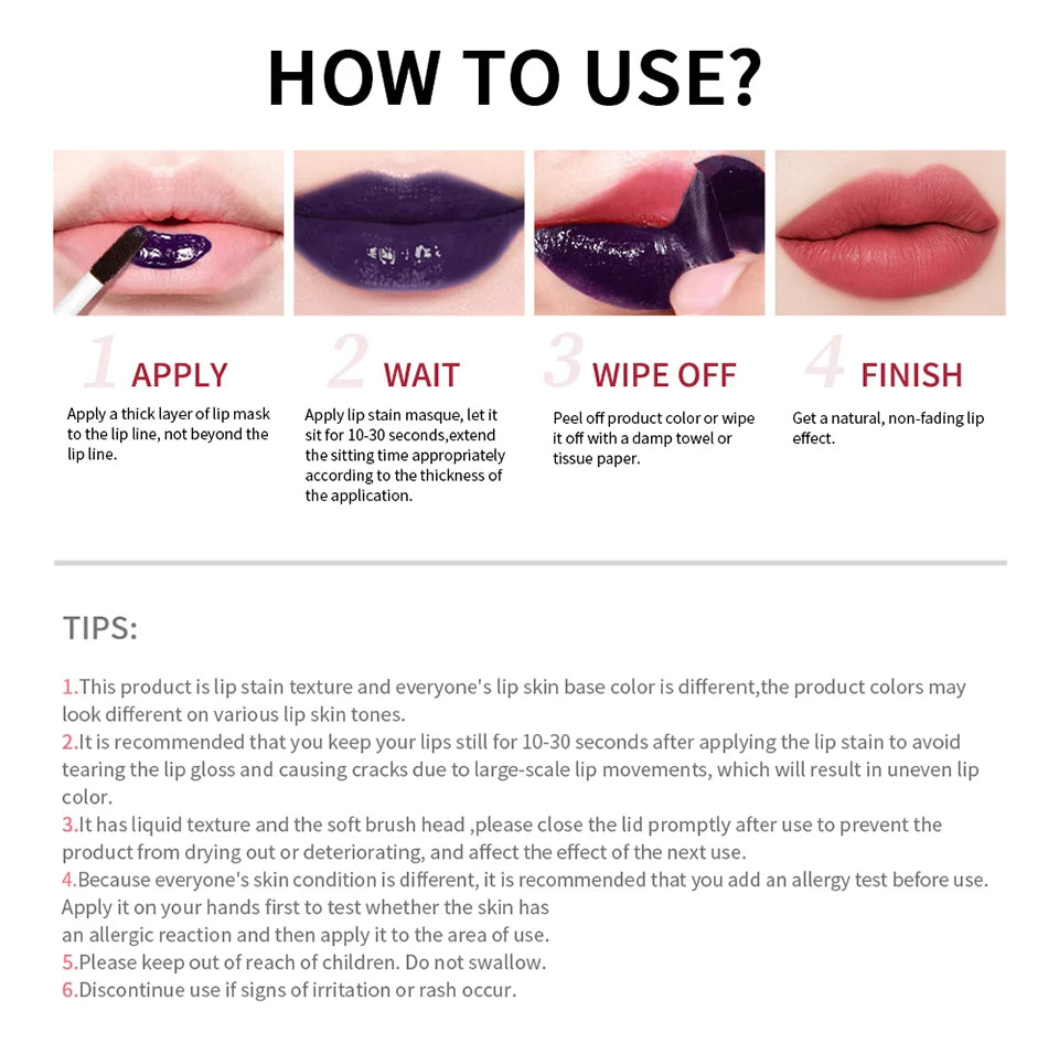 Daily Makeup Peel Off Lip Stain Set Long Lasting Waterproof Tint - 15