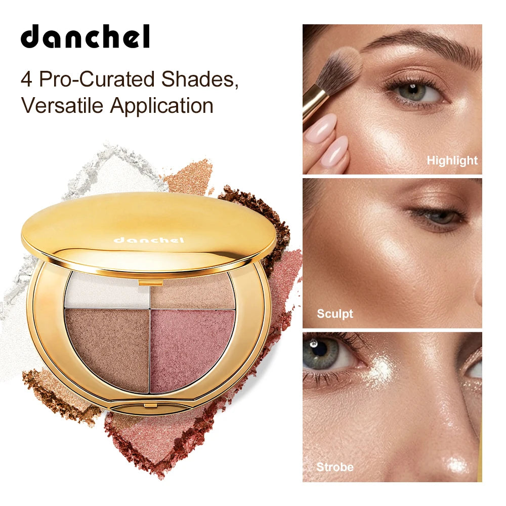 Daily Makeup Highlighting Eye and Cheek Palette for a Radiant Glow