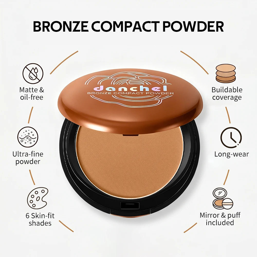 Daily Makeup Bronze Compact Powder for Flawless Matte Finish Coverage
