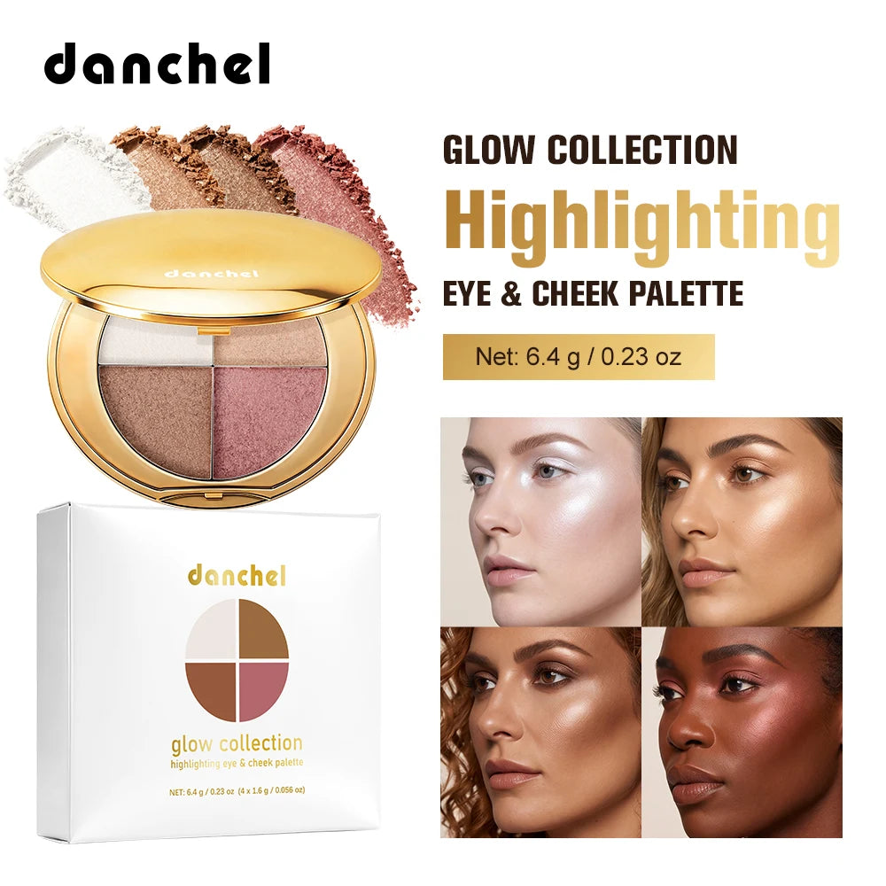 Daily Makeup Highlighting Eye and Cheek Palette for a Radiant Glow