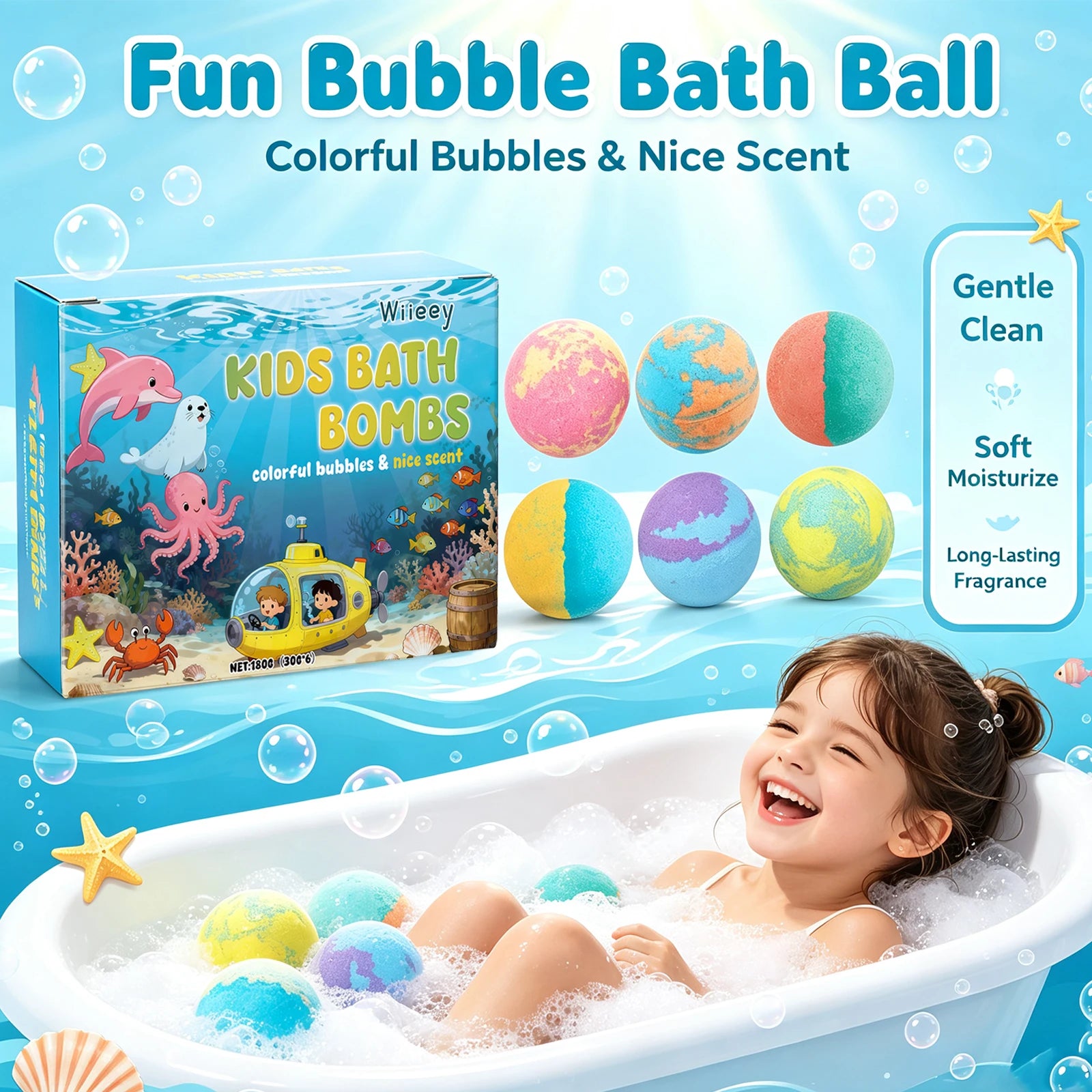 Bath Time Kids Bath Ball Moisturizing and Cleansing Fizzy Balls Gift Set - 4