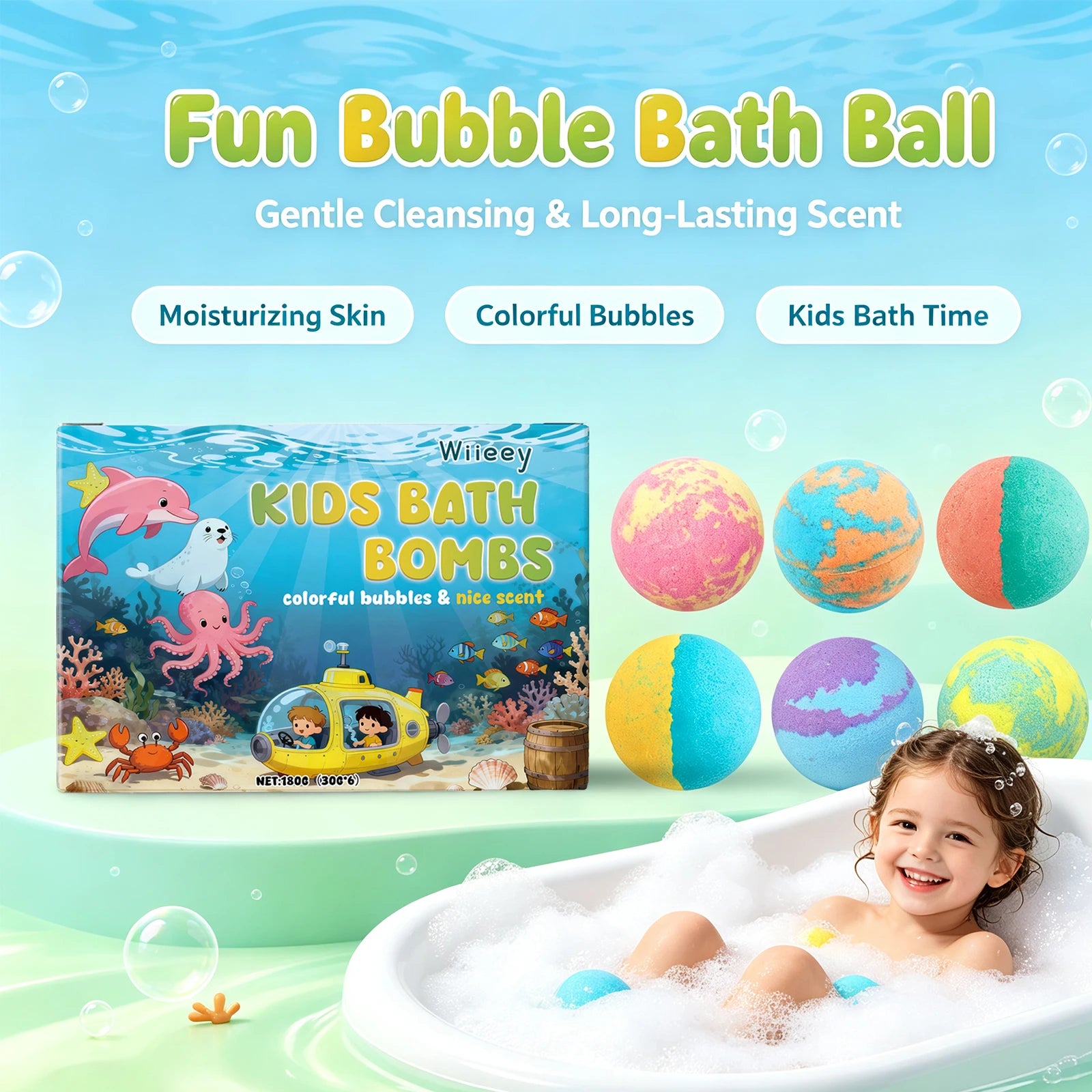 Bath Time Kids Bath Ball Moisturizing and Cleansing Fizzy Balls Gift Set - 5