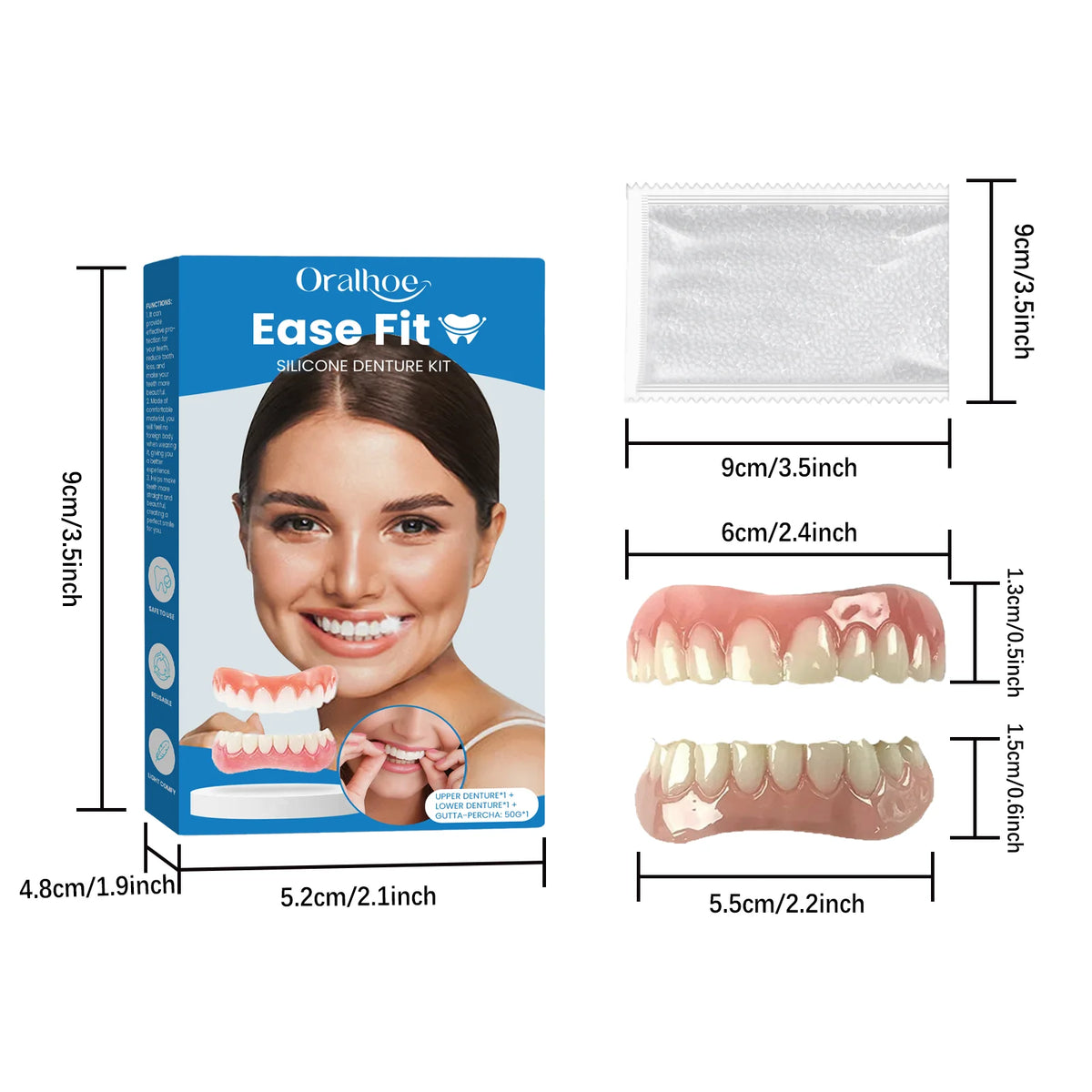 Missing Teeth Silicone Denture Set for Natural Smile and Easy Chewing