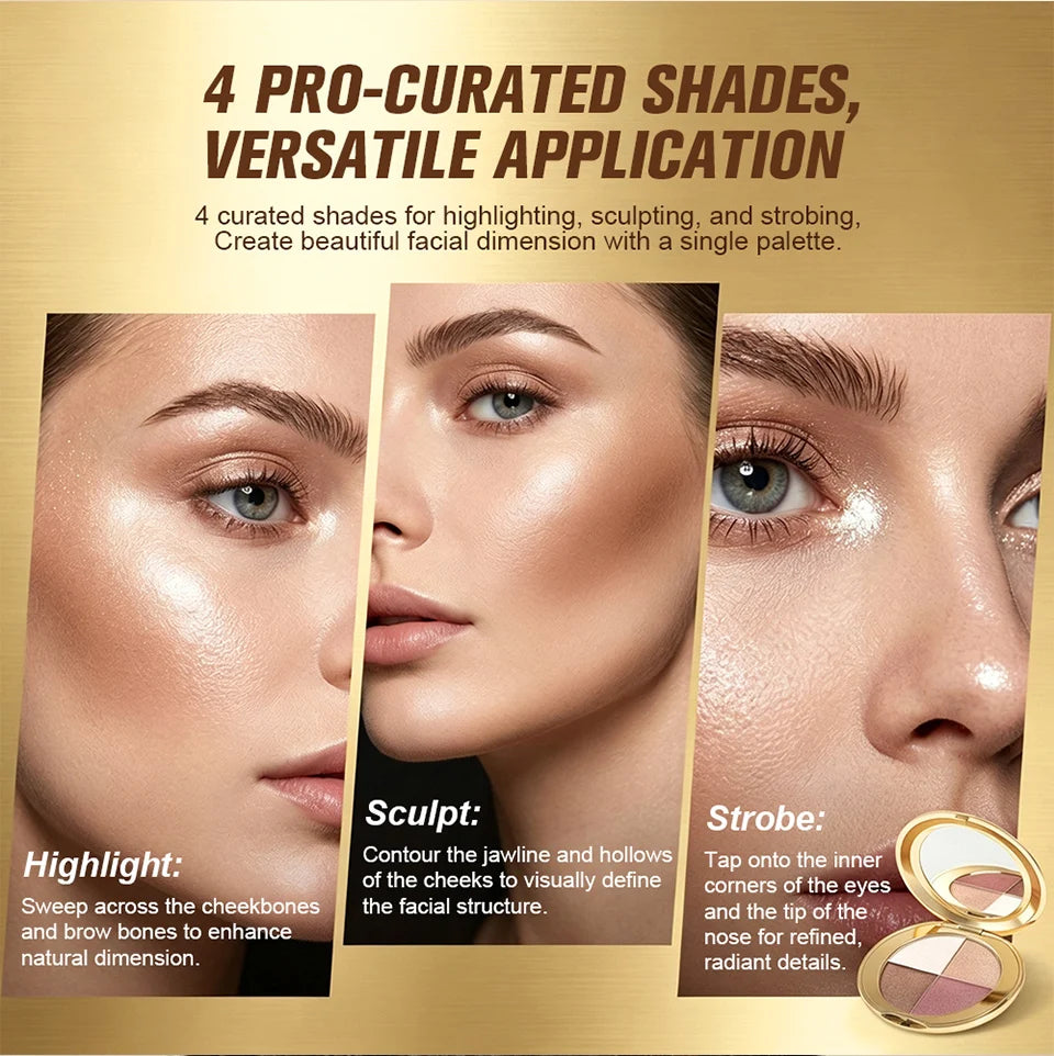 Daily Makeup Highlighting Eye and Cheek Palette for a Radiant Glow