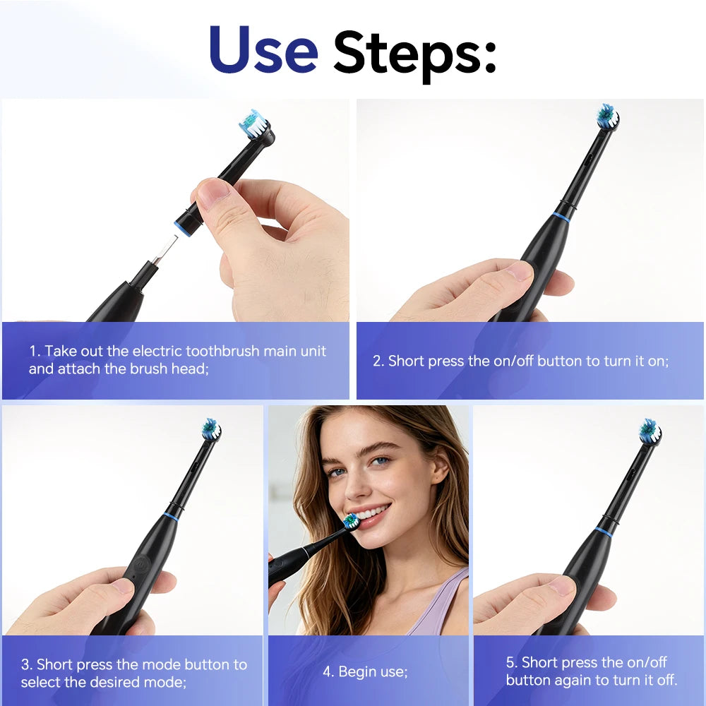 Daily Routine Electric Toothbrush with Rotating Head and Multiple Modes