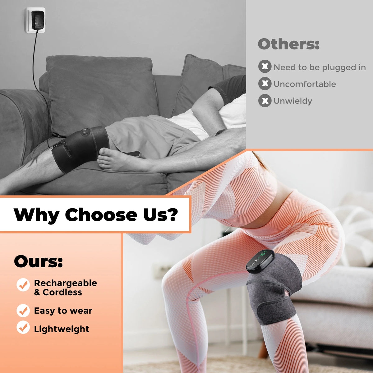Winter Sports Heated Knee Massager Cordless Heating Pad