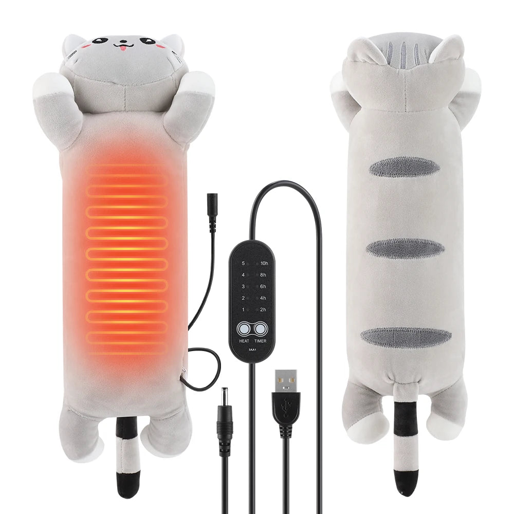Cram relief usb heating pad cat shaped soft plush pillow hot compress - 7
