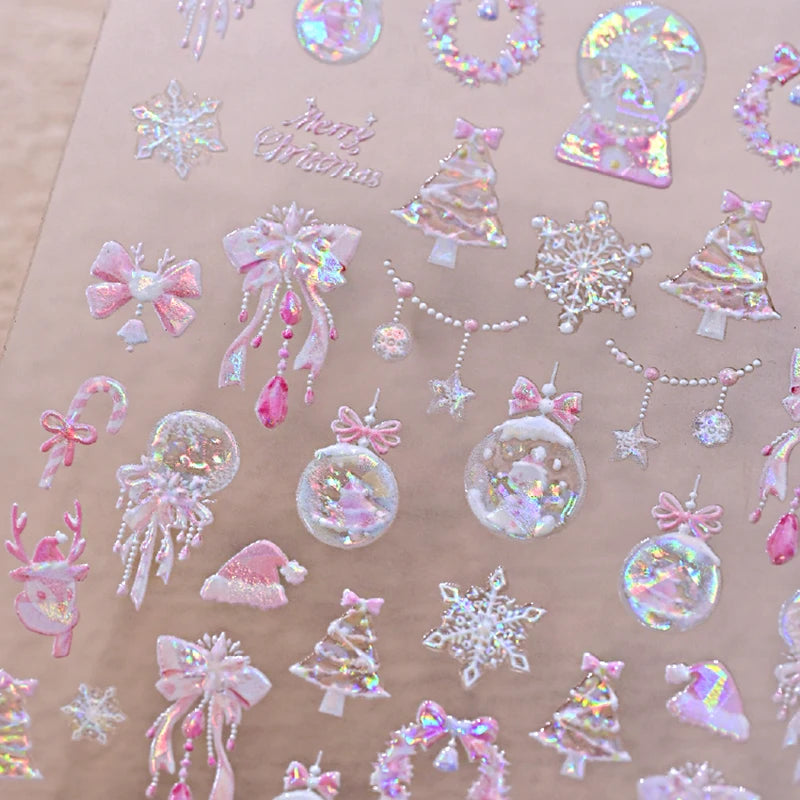 Christmas party nail art decor winter sticker for holiday manicure styling